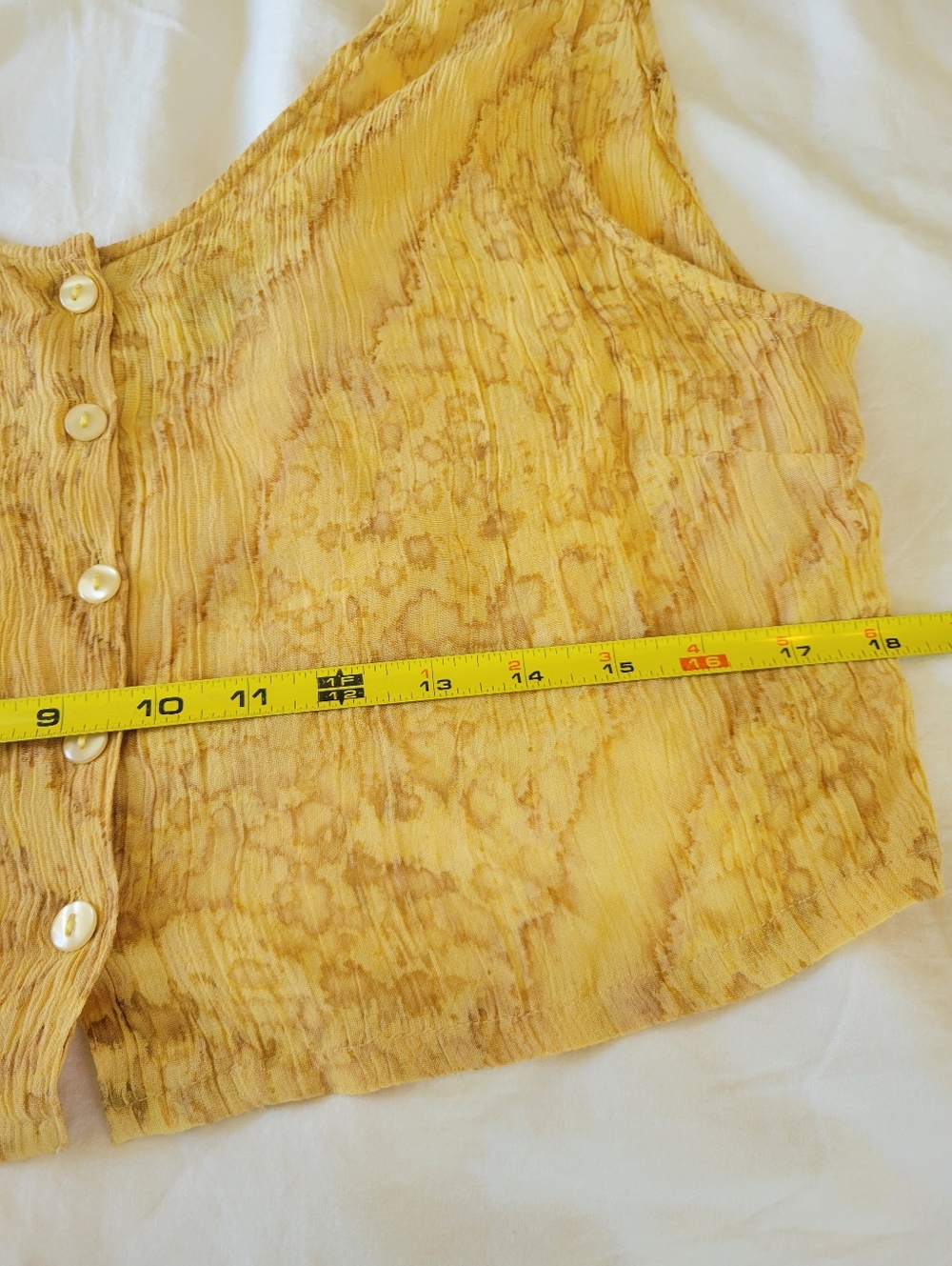Vintage Encounter Crop Top With Buttons Womens Size Small Yellow Boho Hippie - Picture 11 of 11